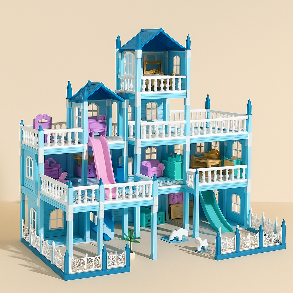 DIY 3D Poppenhuis Set – Cartoon Miniatuurhuis voor Kinderen 3+