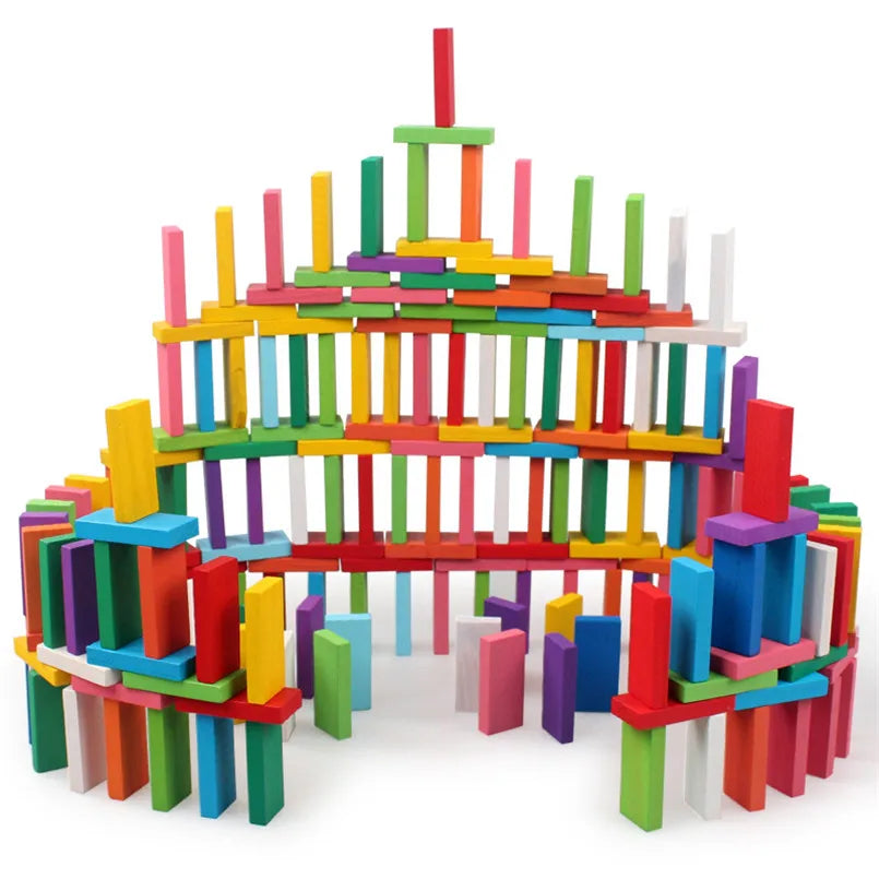 Regenboog Houten Domino Set – Educatief Speelgoed (100-500 stuks)