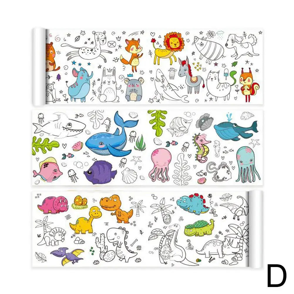 Kindertekenrol Graffiti ā 3m Kleurrol Met Stickers & Patronen (0-12)