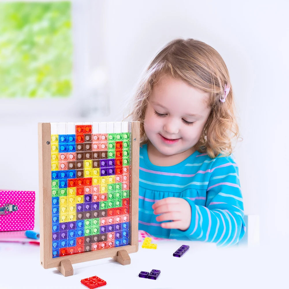 3D Houten Tangram Puzzel – Kleurrijk Educatief Speelgoed (3-12 jaar)