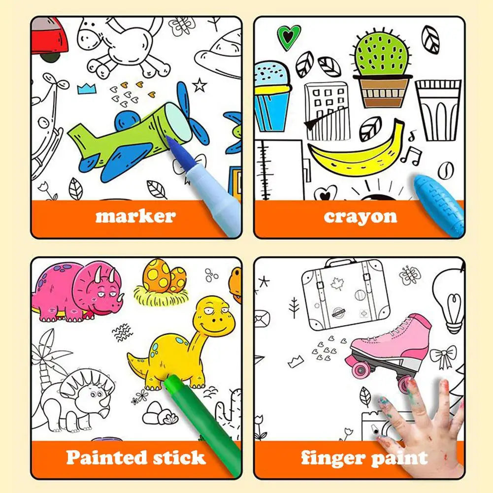 Kindertekenrol Graffiti ā 3m Kleurrol Met Stickers & Patronen (0-12)