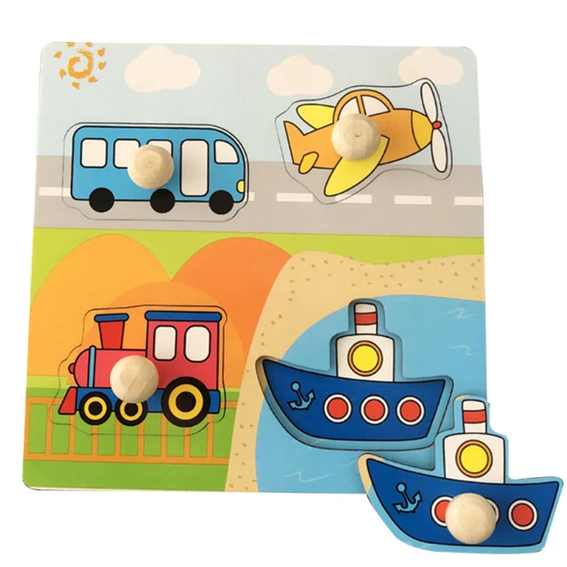 Montessori Houten Puzzel voor Baby’s – Peg Speelgoed (1-3 jaar)