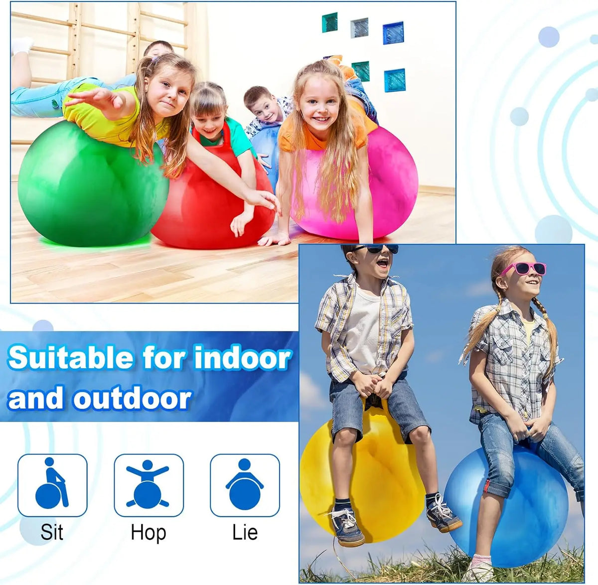 Grote Hopper Stuiterbal met Handvat â Springbal voor Kinderen 22"