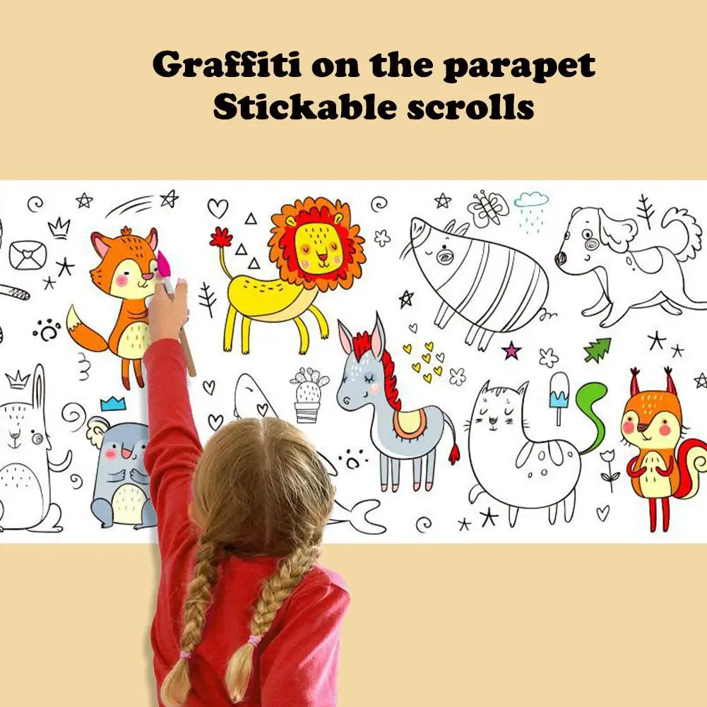 Kindertekenrol Graffiti ā 3m Kleurrol Met Stickers & Patronen (0-12)