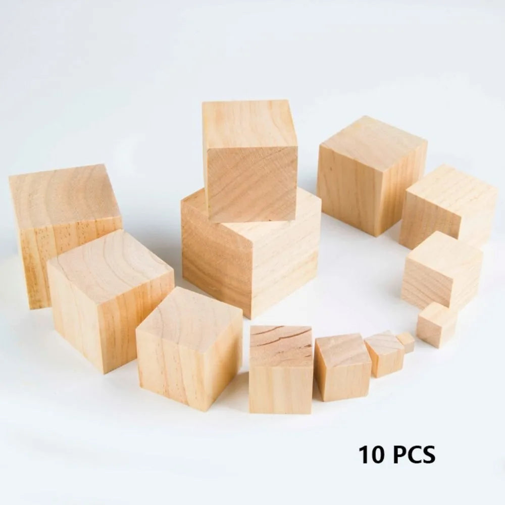 10-delige DIY Houten Bouwstenen â Knutselset voor Kinderen 6+