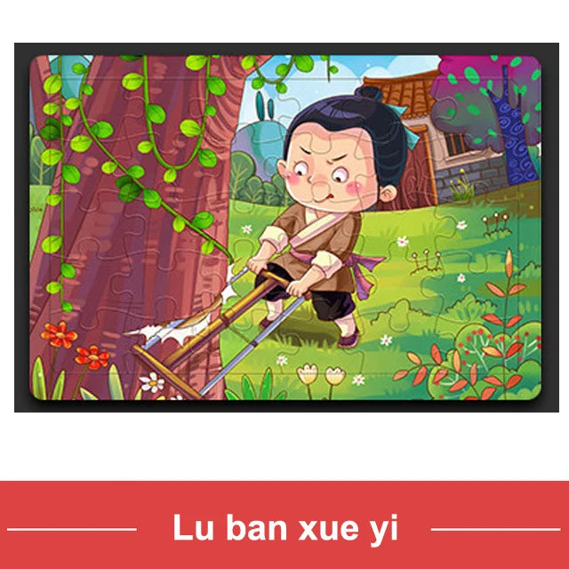 Houten Puzzel 30 Stuks – Dieren & Verkeer Cartoon (3-6 jaar)