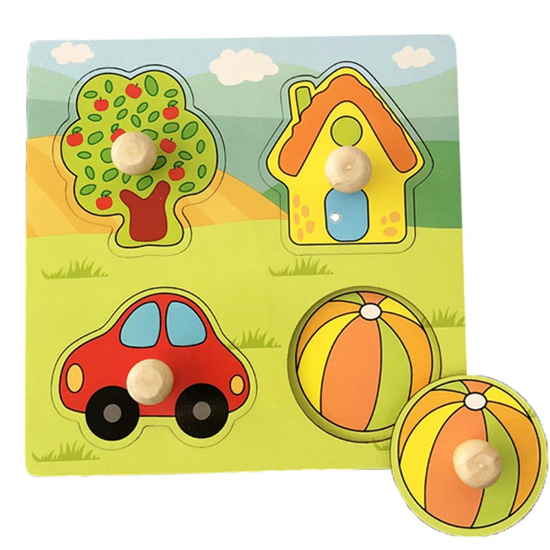Montessori Houten Puzzel voor Baby’s – Peg Speelgoed (1-3 jaar)