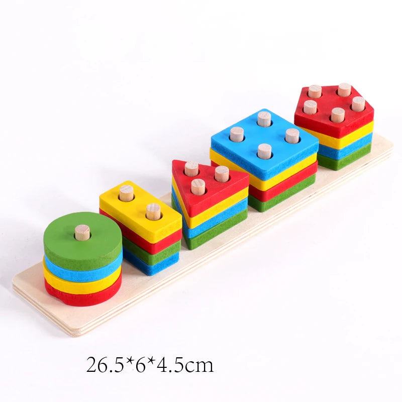 Montessori Houten Puzzel voor Baby’s – Peg Speelgoed (1-3 jaar)