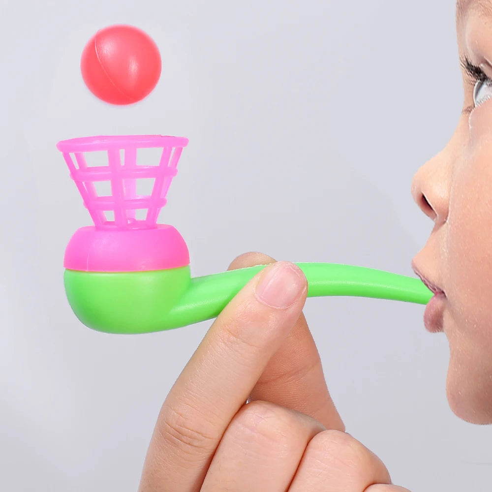 Plastic Pijp Blaasspel – Luchtbalspel voor Kinderen (2/4/8 Stuks)
