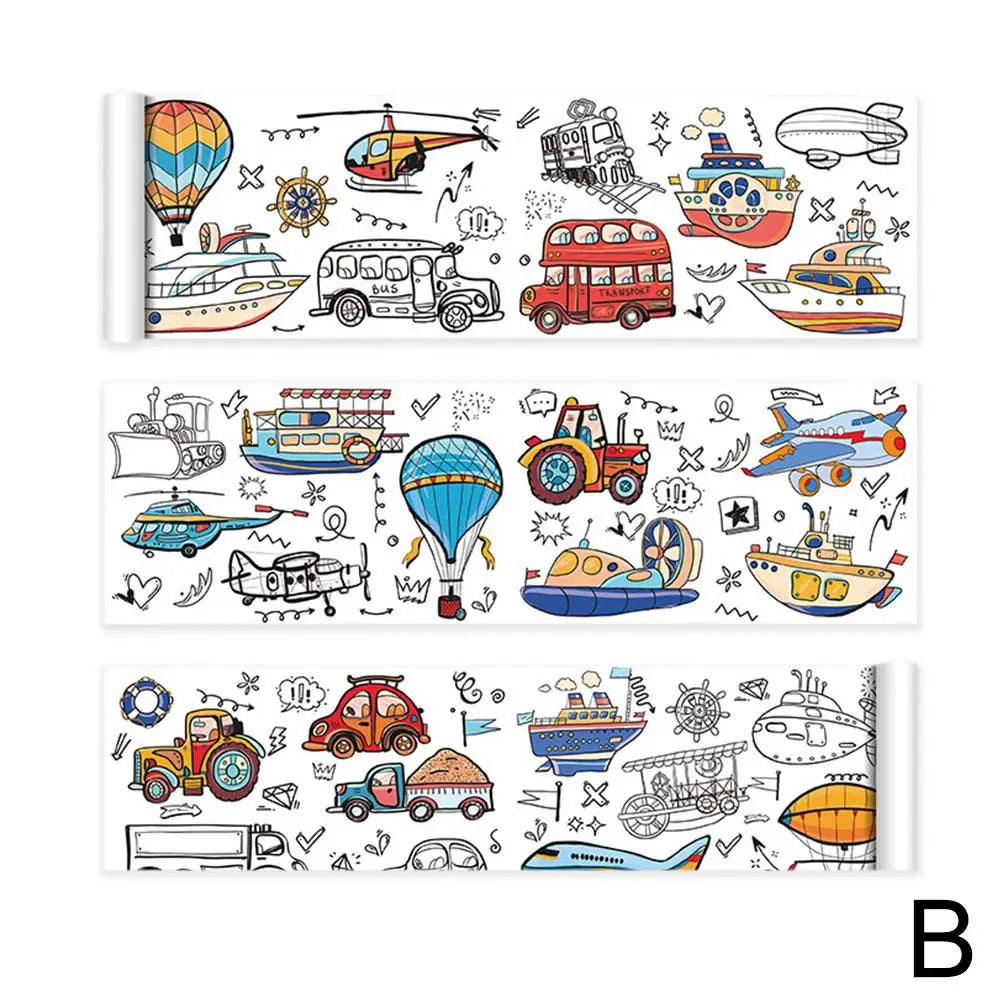 Kindertekenrol Graffiti ā 3m Kleurrol Met Stickers & Patronen (0-12)