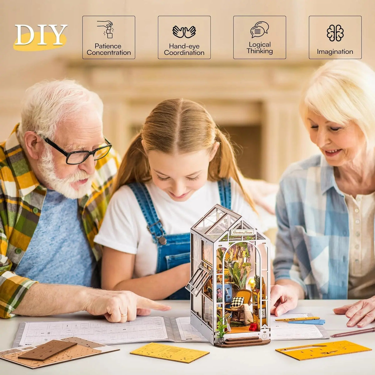 Robotime DIY Tuinhuis – Rolife Book Nook Miniatuur Bouwpakket