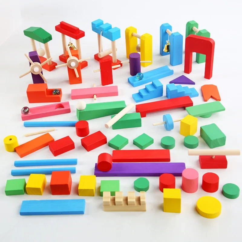 Regenboog Houten Domino Set ā Kleurrijk Educatief Speelgoed Kind