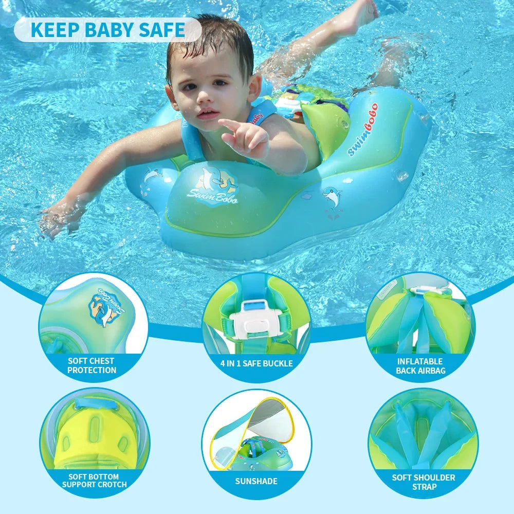 Opblaasbare Baby Zwemwagen met Zonnekap ā Veilig & Comfortabel