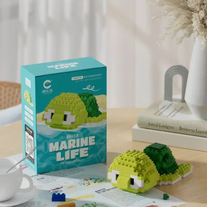 Mini Bouwstenen Zeedieren – Orka & Schildpad Set (14+ Jaar)