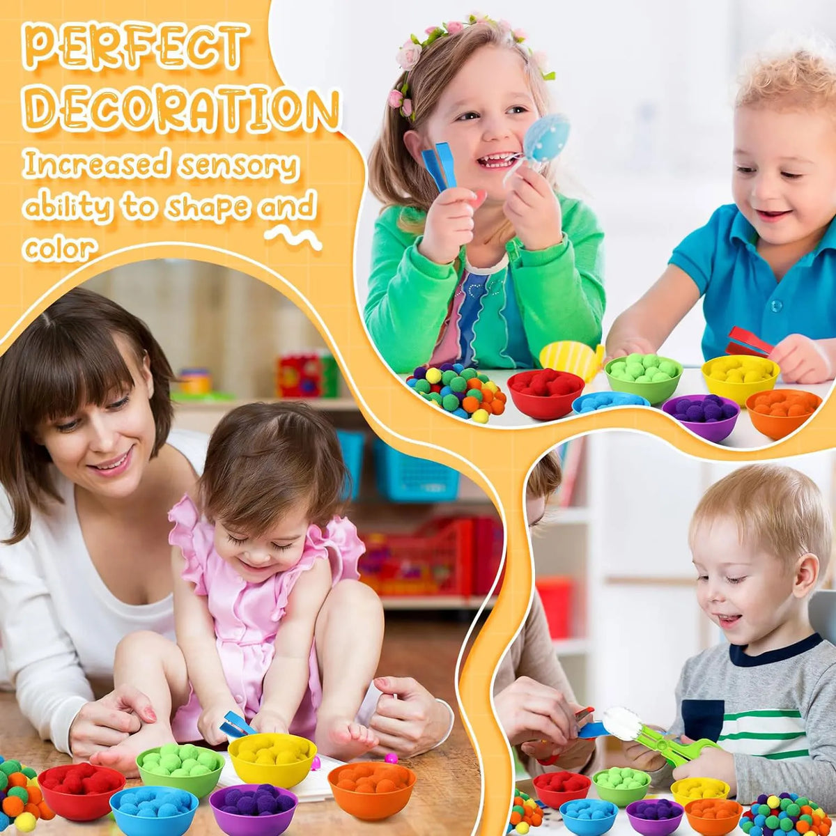 Regenboog Pompoms Telspel – Educatief Kleuren- en Telspeelgoed 3+