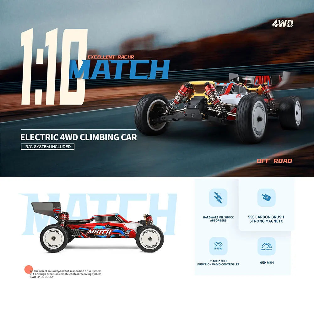 WLtoys 104001 RC Auto 1:10 – 4WD RTR Raceauto tot 45 km/u