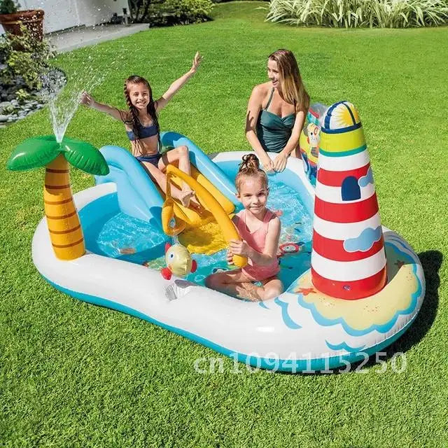 Opblaasbaar Kasteel Zwembad Kinderen – Met Glijbaan & Waterpret 3+