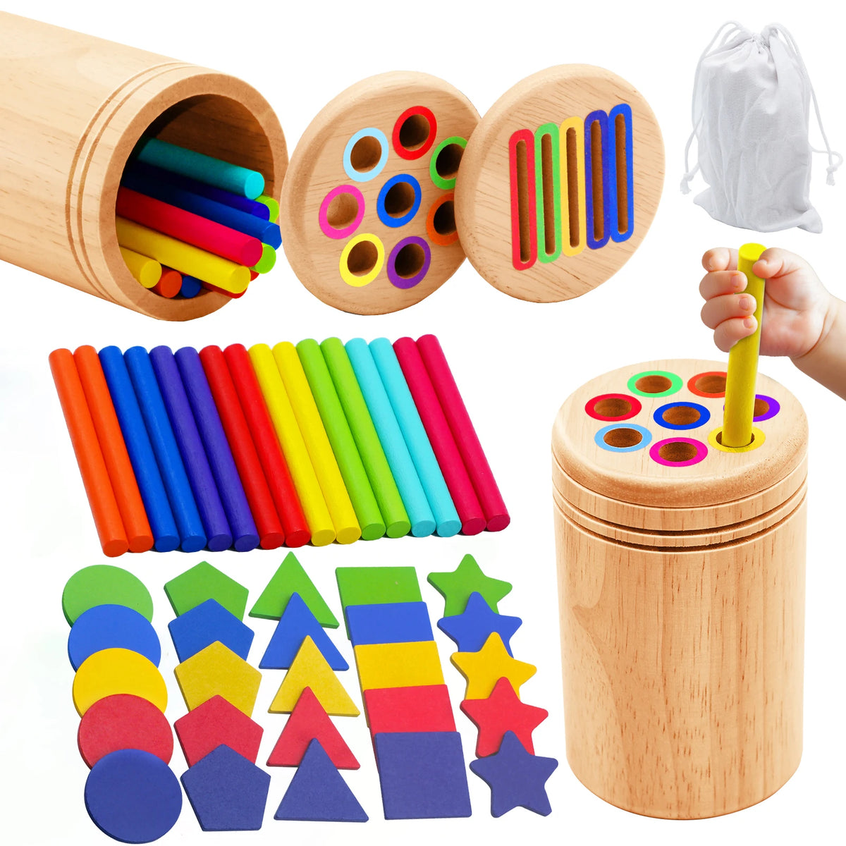 Montessori Houten Sorteerspeelgoed – Educatief Kleuren Spel (3-6 jaar)