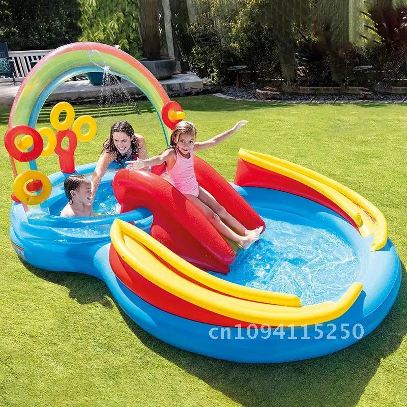 Opblaasbaar Kasteel Zwembad Kinderen – Met Glijbaan & Waterpret 3+