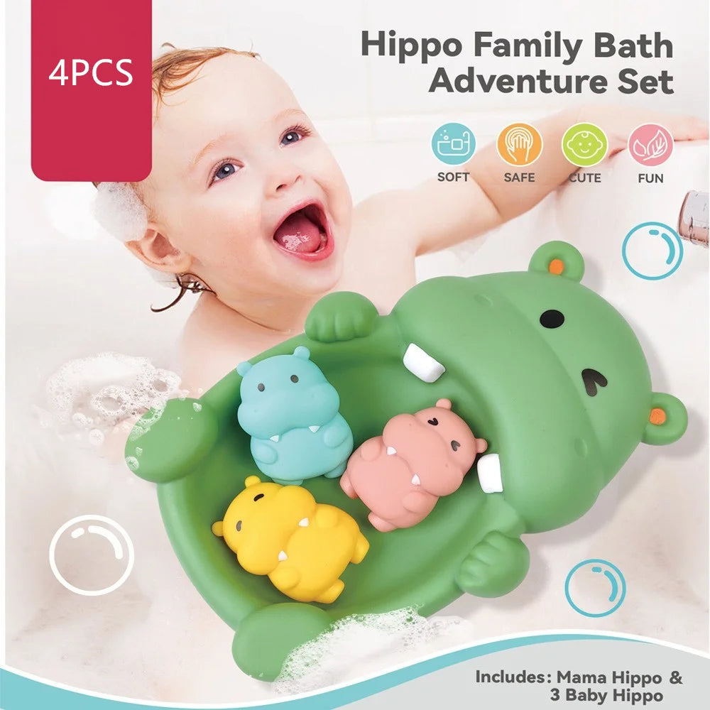 4x Drijvend Badspeelgoed – Zachte Dierenfiguren voor Baby & Peuter