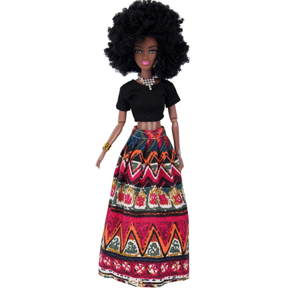Afrikaanse Pop met Beweegbare Gewrichten – Flexibele Speelpop 30cm