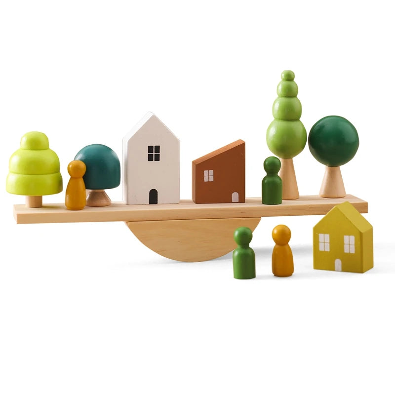 Houten Balance Board met Dieren & Rijgspel – Educatief Speelgoed