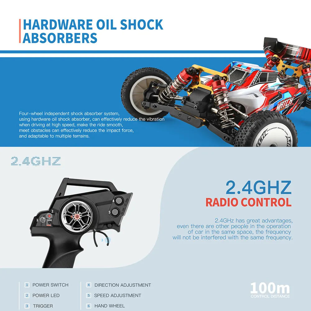 WLtoys 104001 RC Auto 1:10 – 4WD RTR Raceauto tot 45 km/u